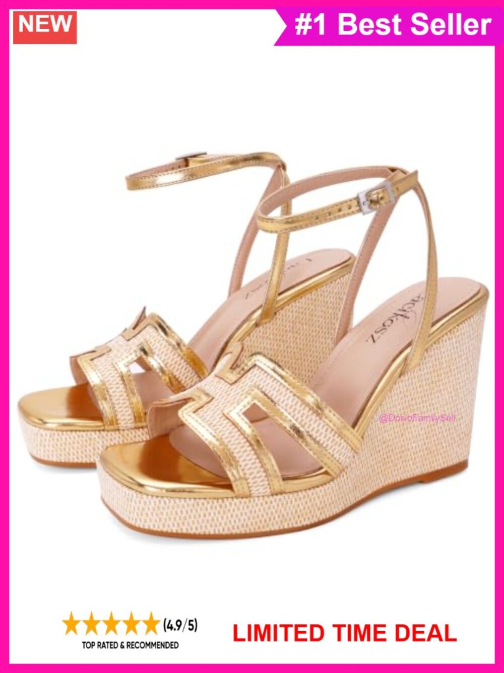 Raffia Platform Wedge Sandals Open Toe Ankle Strap Summer Dressy Shoes